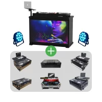 Pioneer FLX6 DJ Workstation Booth Bundle with LED Lighting Kits & Flight Case