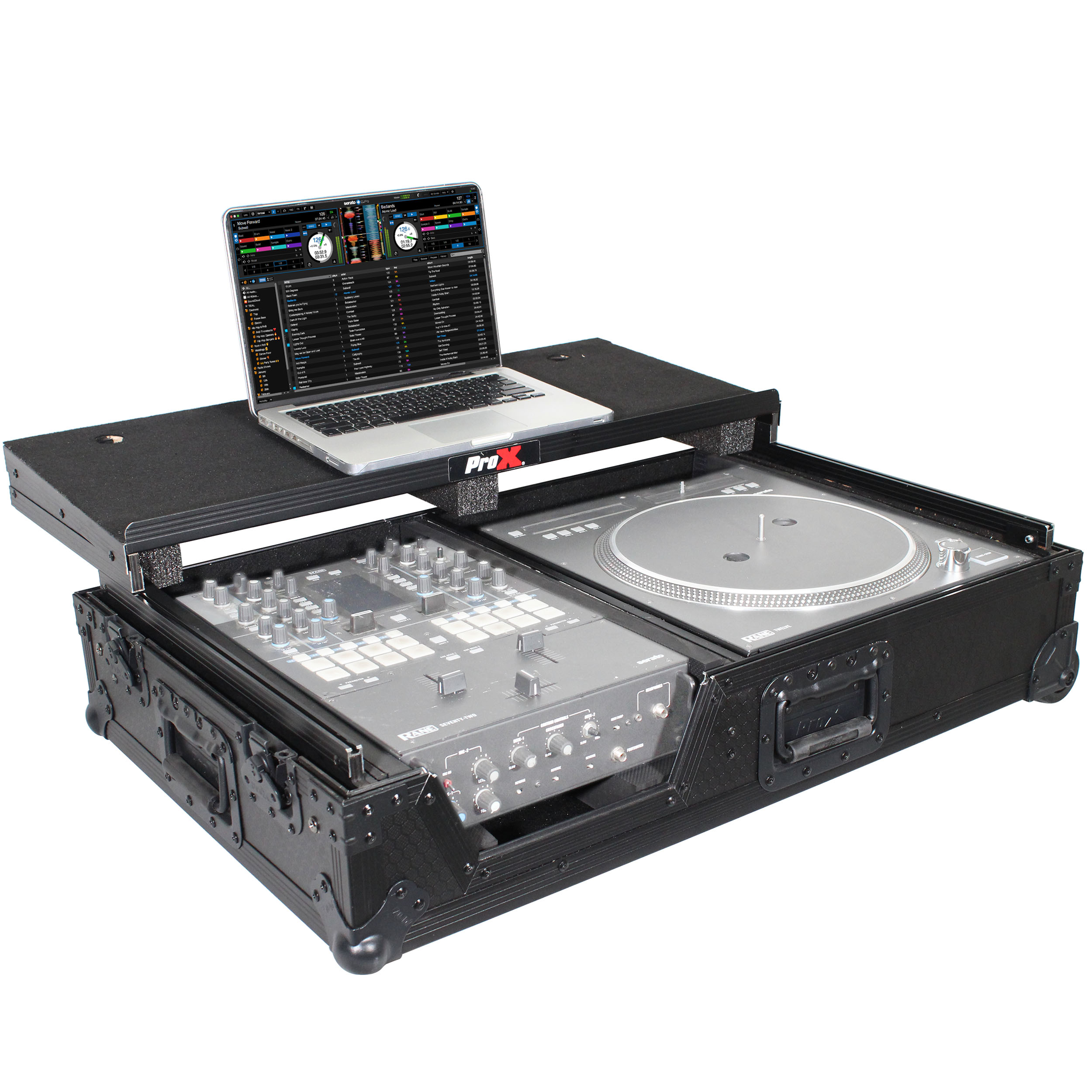 Single Turntable and Mixer Flight Case WSliding Laptop Shelf and Low
