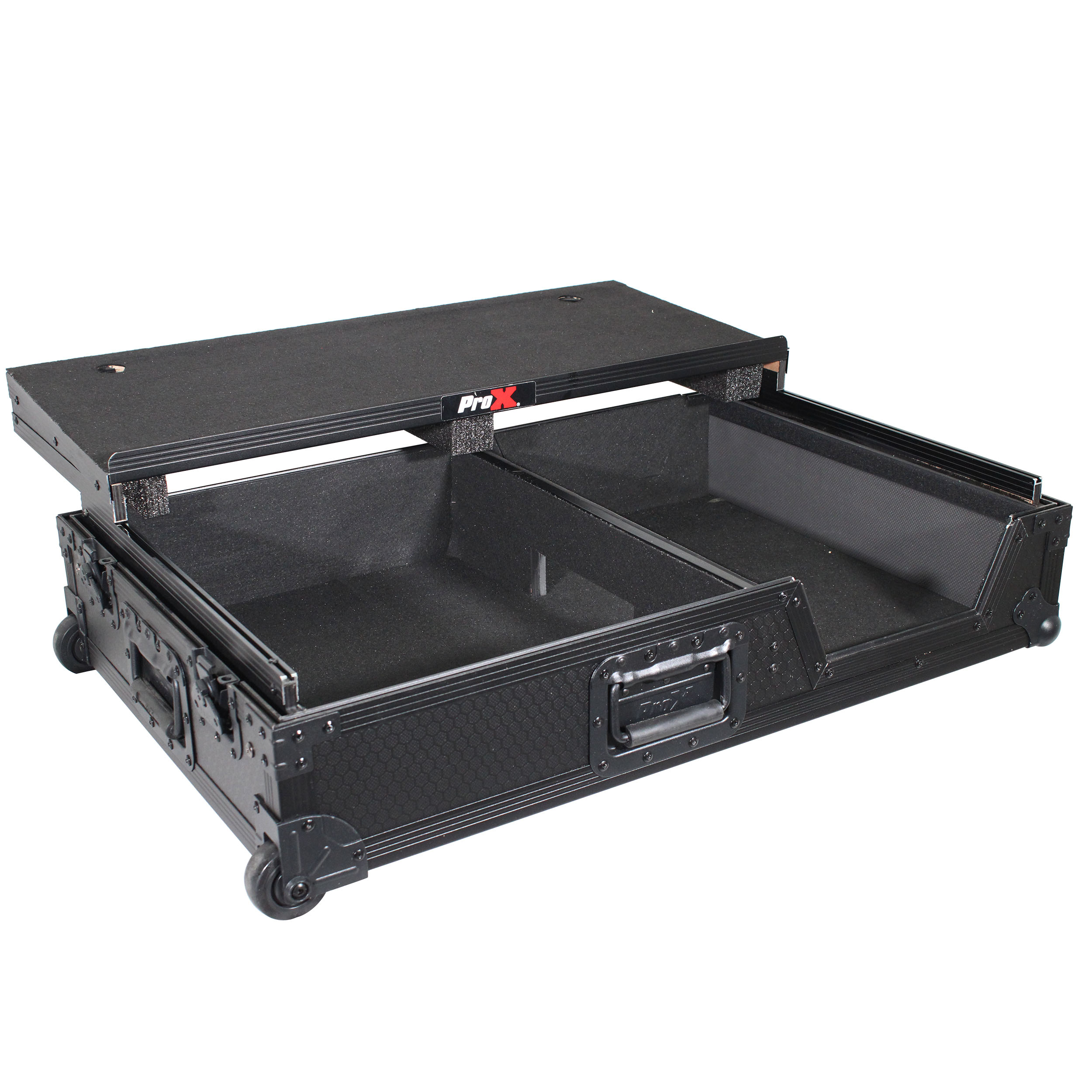 Single Turntable and Mixer Flight Case WSliding Laptop Shelf and Low