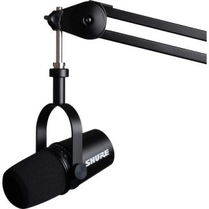 Front view of the Shure MV7-K Black Podcasting