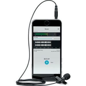 Connected to cellphone Shure MVL-3.5MM Omni Lavalier