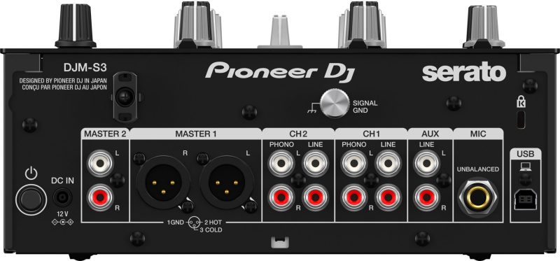 Connections of the Pioneer DJ DJM-S3 2-Channel Mixer