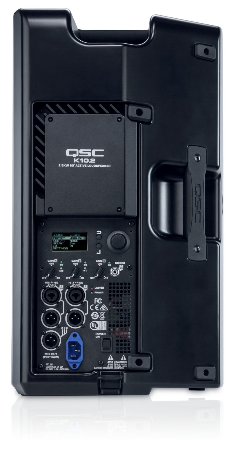 Connections of the QSC K10.2 Active 10 Inch Loudspeaker