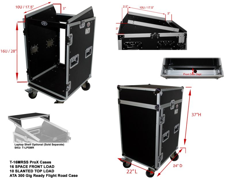 16U Rack x 10U Top Mixer DJ Combo Flight Case - Image 7