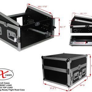 4U Rack x 10U Top Mixer DJ Combo Flight Case w Laptop Shelf - Image 3