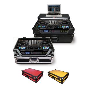 ATA Flight Case for Pioneer DDJ-1000 FLX6 SX DJ Controller with Laptop Shelf 1U Rack Space and Wheels - Red Black - Image 11