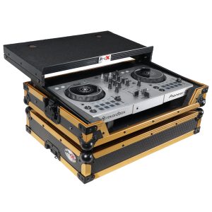 ProX ATA Flight Case For Pioneer DDJ-SB3 DDJ-FLX4 DDJ-400 DJ Controller with Laptop Shelf and LED - Gold Black - Image 2