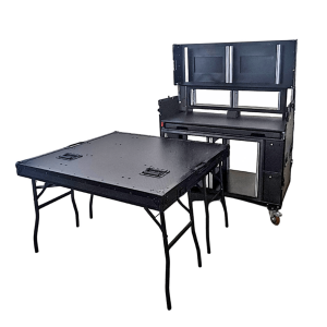 Mobile AV Broadcasting Streaming Recording Studio Workstation Case with 2x 4U Top 2x 12U Bottom - Black - Image 10