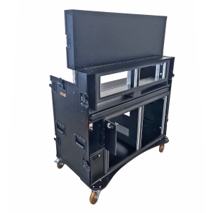 Mobile AV Broadcasting Streaming Recording Studio Workstation Case with 2x 4U Top 2x 12U Bottom - Black - Image 3