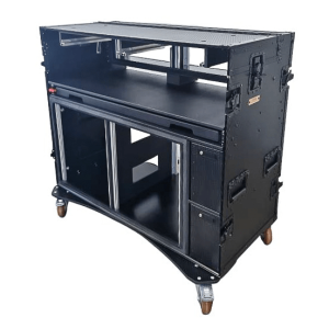 Mobile AV Broadcasting Streaming Recording Studio Workstation Case with 2x 4U Top 2x 12U Bottom - Black - Image 2