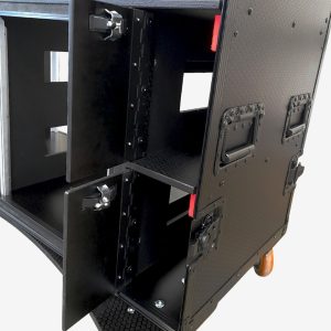 Mobile AV Broadcasting Streaming Recording Studio Workstation Case with 2x 4U Top 2x 12U Bottom - Black - Image 8