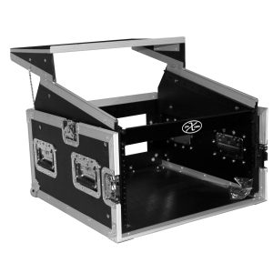 6U Rack x 10U Top Mixer DJ Combo Flight Case w Laptop Shelf