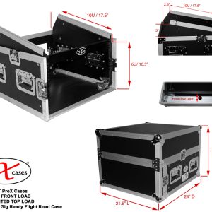 6U Rack x 10U Top Mixer DJ Combo Flight Case w Laptop Shelf - Image 6