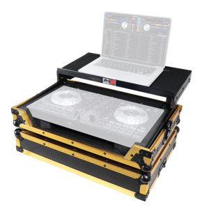 ProX ATA Flight Case For Pioneer DDJ-SB3 DDJ-FLX4 DDJ-400 DJ Controller with Laptop Shelf and LED - Gold Black - Image 4