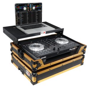 ProX ATA Flight Case For Pioneer DDJ-SB3 DDJ-FLX4 DDJ-400 DJ Controller with Laptop Shelf and LED - Gold Black - Image 5