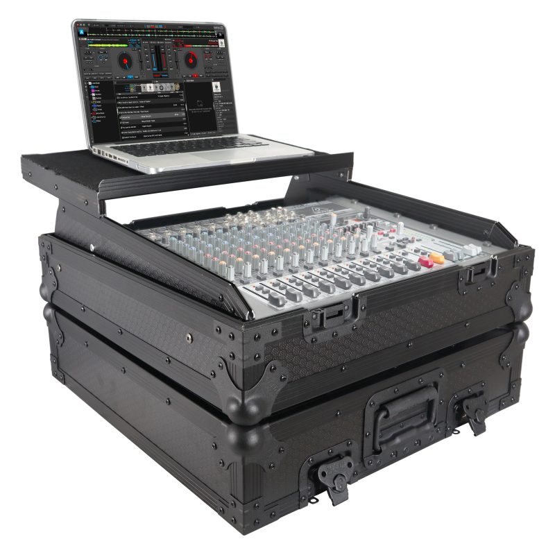 10U Top Mount 19" Slanted Black on Black Mixer Case