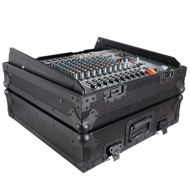 10U Top Mount 19" Slanted Black on Black Mixer Case - Image 9