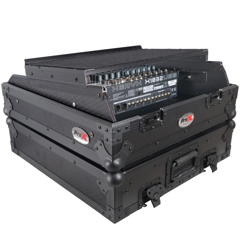 10U Top Mount 19" Slanted Black on Black Mixer Case - Image 10