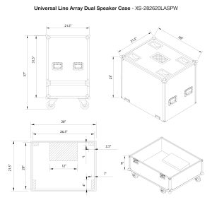 Universal Line Array Speaker Flight Case W-Wheels for 2 Speakers Interior 28x26x20 inch holds RCF HDL 10-A JBL VRX932 - Image 13