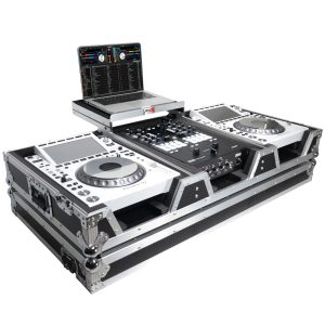 Flight Case DJ Coffin for Pioneer Mixer DJM-900NXS2 and 2 CDJ-3000 W-Wheels and Laptop Shelf