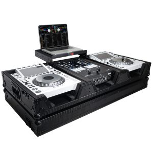 DJ Coffin Case for Pioneer 2X CDJ-3000 CD and DJM-900NXS2 Mixer W/Wheels & Laptop Shelf (Black on Black)