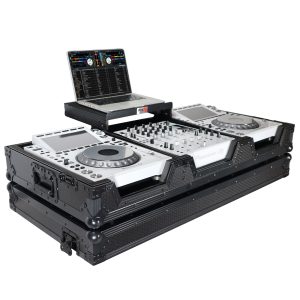 DJ Coffin Case for Pioneer 2X CDJ-3000 CD and DJM-900NXS2 Mixer W/Wheels & Laptop Shelf (Black on Black) - Image 11