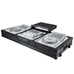 DJ Coffin Case for Pioneer 2X CDJ-3000 CD and DJM-900NXS2 Mixer W/Wheels & Laptop Shelf (Black on Black) - Image 10