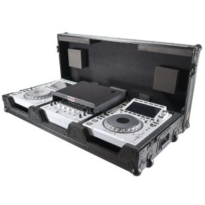 DJ Coffin Case for Pioneer 2X CDJ-3000 CD and DJM-900NXS2 Mixer W/Wheels & Laptop Shelf (Black on Black) - Image 15