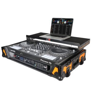 ProX ATA Flight Case for Pioneer DDJ-1000 FLX6 SX3 DJ Controller with Laptop Shelf 1U Rack Space and Wheels - Orange Black - Image 4