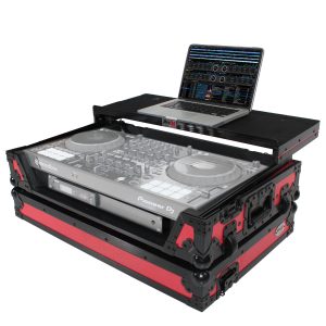 ATA Flight Case for Pioneer DDJ-1000 FLX6 SX DJ Controller with Laptop Shelf 1U Rack Space and Wheels - Red Black - Image 2
