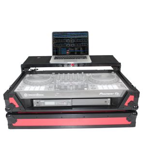 ATA Flight Case for Pioneer DDJ-1000 FLX6 SX DJ Controller with Laptop Shelf 1U Rack Space and Wheels - Red Black - Image 3