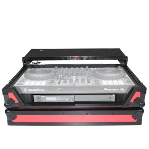 ATA Flight Case for Pioneer DDJ-1000 FLX6 SX DJ Controller with Laptop Shelf 1U Rack Space and Wheels - Red Black - Image 4