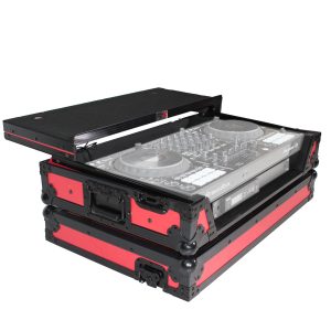 ATA Flight Case for Pioneer DDJ-1000 FLX6 SX DJ Controller with Laptop Shelf 1U Rack Space and Wheels - Red Black - Image 5