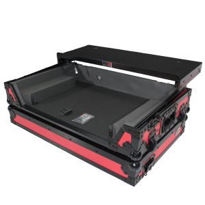 ATA Flight Case for Pioneer DDJ-1000 FLX6 SX DJ Controller with Laptop Shelf 1U Rack Space and Wheels - Red Black - Image 6