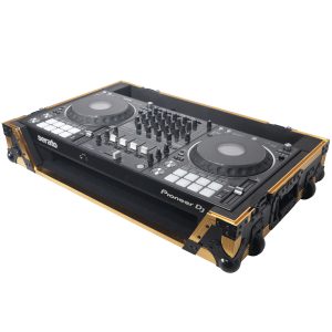 ATA Flight Case for Pioneer DDJ-1000 FLX6 SX3 DJ Controller with 1U Rack Space and Wheels - Gold Black - Image 6