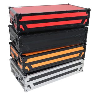 ProX ATA Flight Case for Pioneer DDJ-1000 FLX6 SX3 DJ Controller with Laptop Shelf 1U Rack Space and Wheels - Orange Black - Image 14