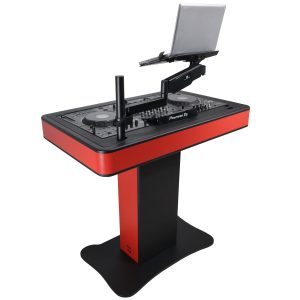 DJ Control Tower DJ Podium Stand with Travel Cases for Pioneer DDJ-REV7 XDJ-XZ DDJ-1000 and RANE One Red Black Finish - Image 2