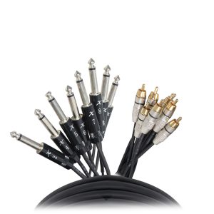 10 Ft. Unbalanced 8-Ch 1/4" TS to RCA Male Snake