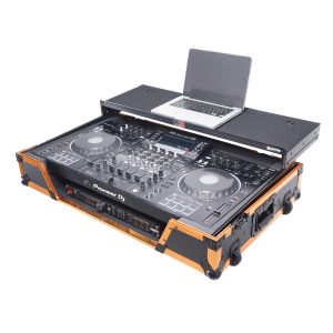 ATA Flight Case For Pioneer XDJ-XZ DJ Controller with Laptop Shelf 1U Rack Space and Wheels - Gold Black - Image 13