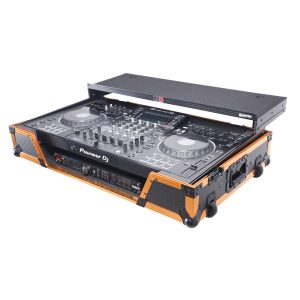 ATA Flight Case For Pioneer XDJ-XZ DJ Controller with Laptop Shelf 1U Rack Space and Wheels - Gold Black - Image 14