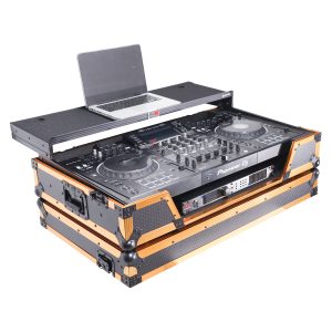 ATA Flight Case For Pioneer XDJ-XZ DJ Controller with Laptop Shelf 1U Rack Space and Wheels - Gold Black - Image 2