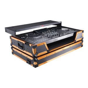 ATA Flight Case For Pioneer XDJ-XZ DJ Controller with Laptop Shelf 1U Rack Space and Wheels - Gold Black - Image 7