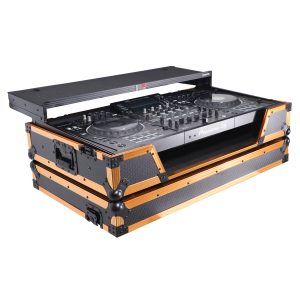 ATA Flight Case For Pioneer XDJ-XZ DJ Controller with Laptop Shelf 1U Rack Space and Wheels - Gold Black - Image 9
