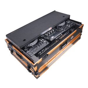 ATA Flight Case For Pioneer XDJ-XZ DJ Controller with Laptop Shelf 1U Rack Space and Wheels - Gold Black - Image 4