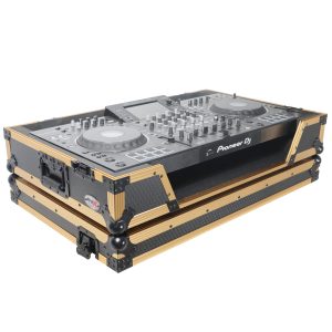 ATA Flight Case For Pioneer XDJ-XZ DJ Controller with Laptop Shelf 1U Rack Space and Wheels - Gold Black - Image 26