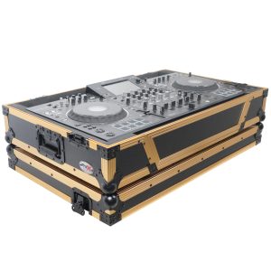 ATA Flight Case For Pioneer XDJ-XZ DJ Controller with Laptop Shelf 1U Rack Space and Wheels - Gold Black - Image 24