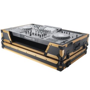 ATA Flight Case For Pioneer XDJ-XZ DJ Controller with Laptop Shelf 1U Rack Space and Wheels - Gold Black - Image 25