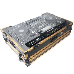ATA Flight Case For Pioneer XDJ-XZ DJ Controller with Laptop Shelf 1U Rack Space and Wheels - Gold Black - Image 23