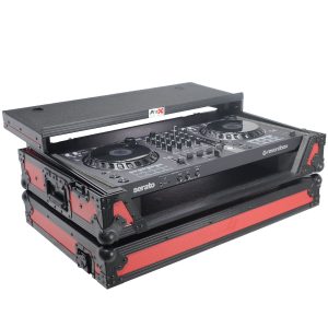 ProX Flight Case for Pioneer DDJ-FLX6 Digital Controller W-Laptop Shelf & Wheels | Black on Red - Image 4