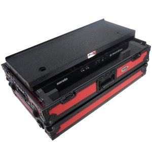 ProX Flight Case for Pioneer DDJ-FLX6 Digital Controller W-Laptop Shelf & Wheels | Black on Red - Image 5